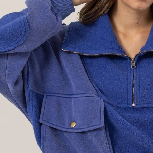 NWT Hyfve Mineral Washed French Terry Sweatshirt In Blue - Picture 3 of 6